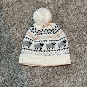 Janie and Jack Baby Fair Isle Sheep Pom Pom Beanie Hat 0-3 Months NWT